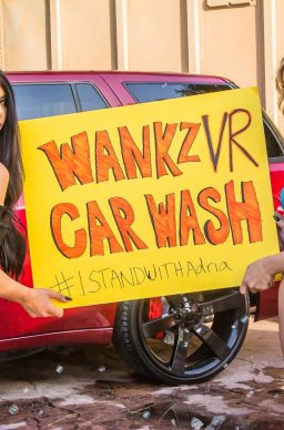 Sexy young babes Gina Valentina & Kali Roses end up in a threesome after sexy car wash